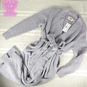 UGG Cozy Light Gray Periwinkle Long Belted Robe with Pockets Size M NWT